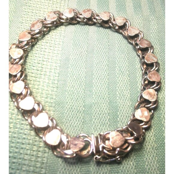 Vintage Sterling Silver Heart Link Bracelet by Airflex 1950s Jewelry 7.5" 13g - Picture 1 of 10
